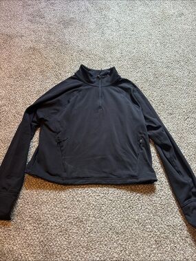 aerie Black Quarter-Zip Long Sleeve Pullover Jacket